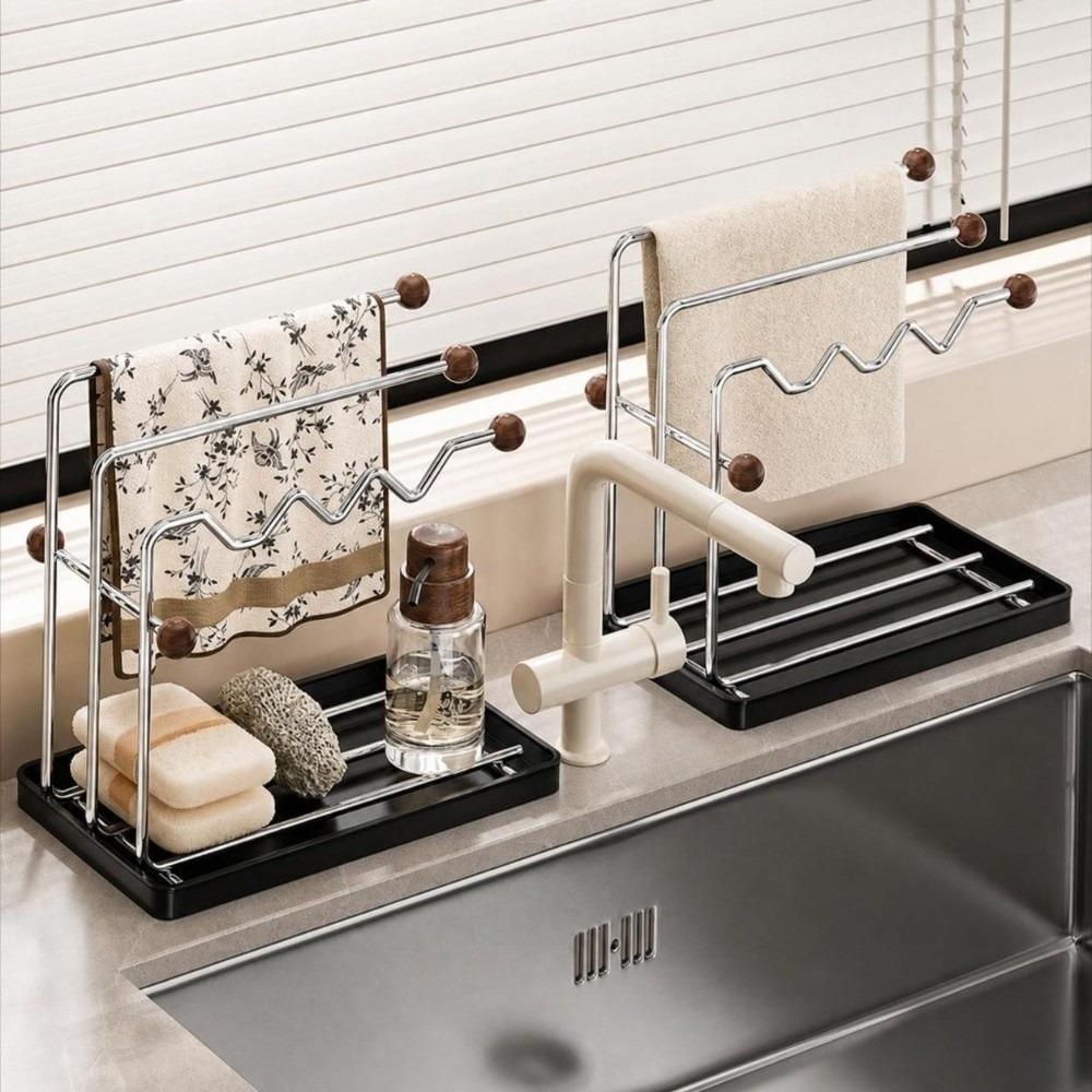 Drainage Tray Kitchen Rag Drying Rack Stainless Steel Multifunctional Drying Rack Home Kitchen