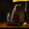 Retro Desk Decor Vintage Saxophone & Violin Pen Holder, Resin Musical Instrument Organizer, Weighted Artistic Organizer Base Pencil Stand for