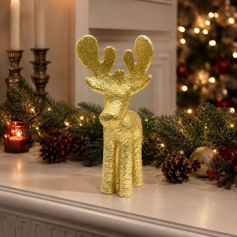 Resin Christmas Reindeer Figurine Standing Decor Holiday Tabletop Display Gift