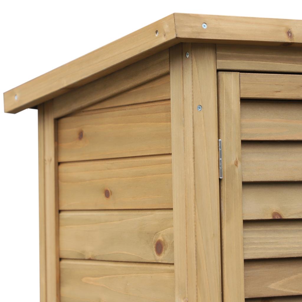 Garden Shed Wooden Garden Storage Shed 2 Door Unit Solid Fir Wood Garage Tool Organisation Cabinet, 87L x 46.5W x 96.5Hcm, Natural