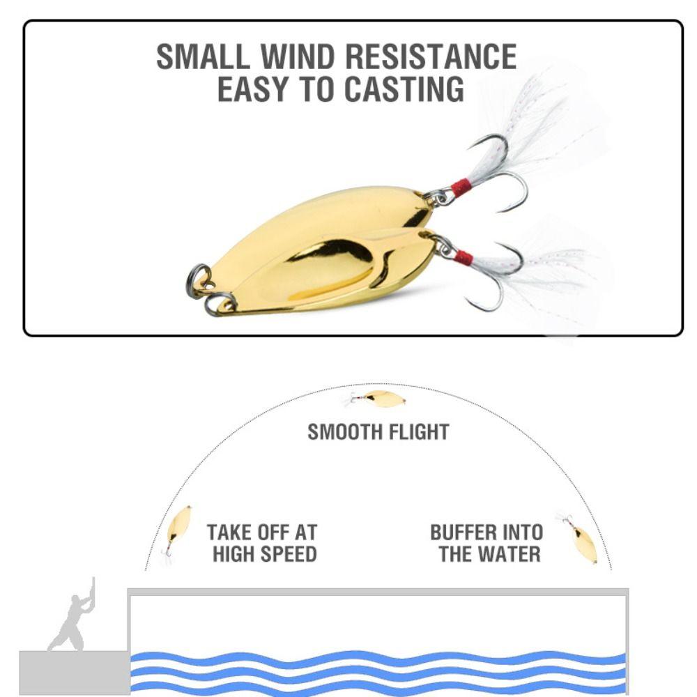 Gold Silver Artificial Bait 5g 7.5g 10g 15g 20g Treble Hook New Trout Pike