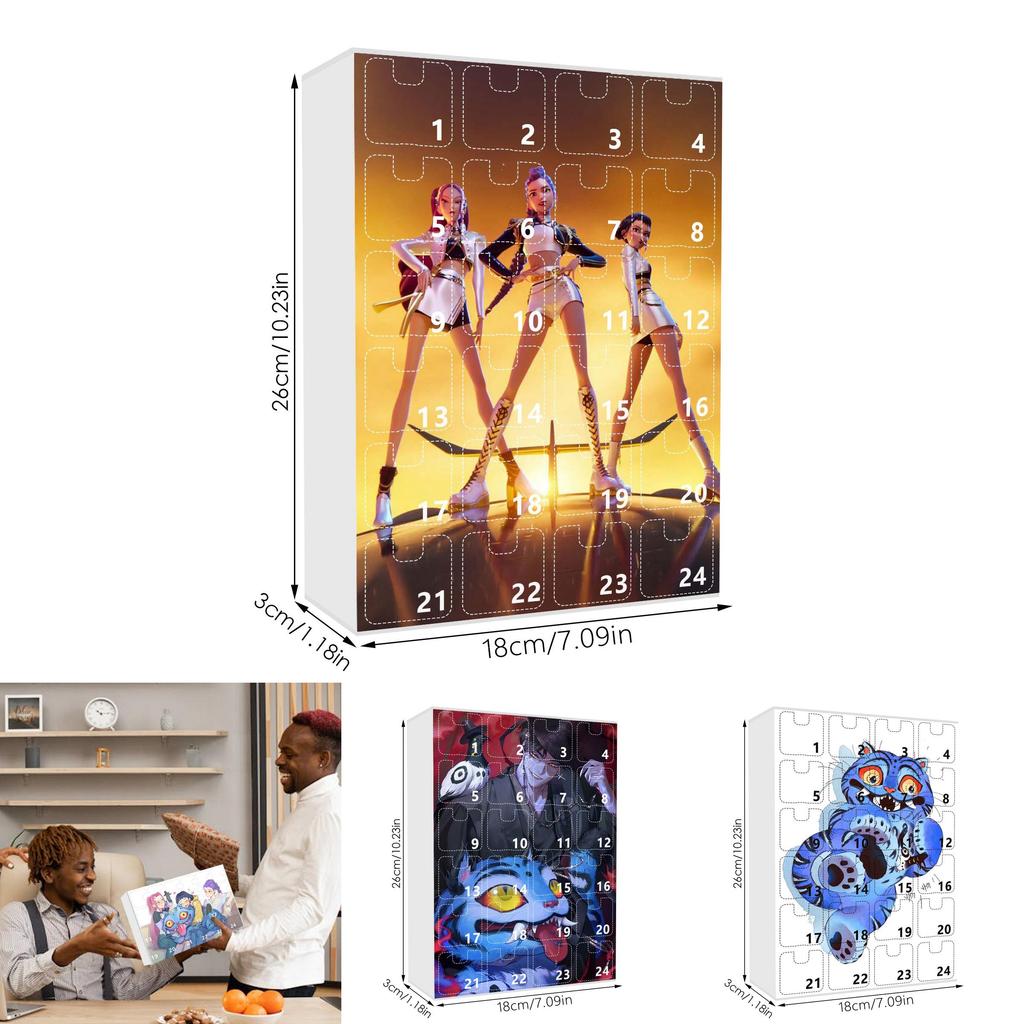 Kpop Demon Hunters Christmas Countdown Calendar Acrylic Car Keychain For Kids And Teens Gifting