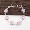 Розовый Халцедон Драгоценный Камень 925 Стерлинговое Серебро Изделие Ручной Работы Браслет 7-9" RB-16-14