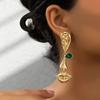Retro Metal Face Earrings: Unique Design, Bold Style, Exaggerated Look for Women.