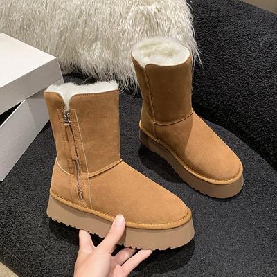 Женские теплые зимние ботинки. Новые зимние женские хлопковые туфли с круглым носком. Теплые нескользящие зимние ботинки.