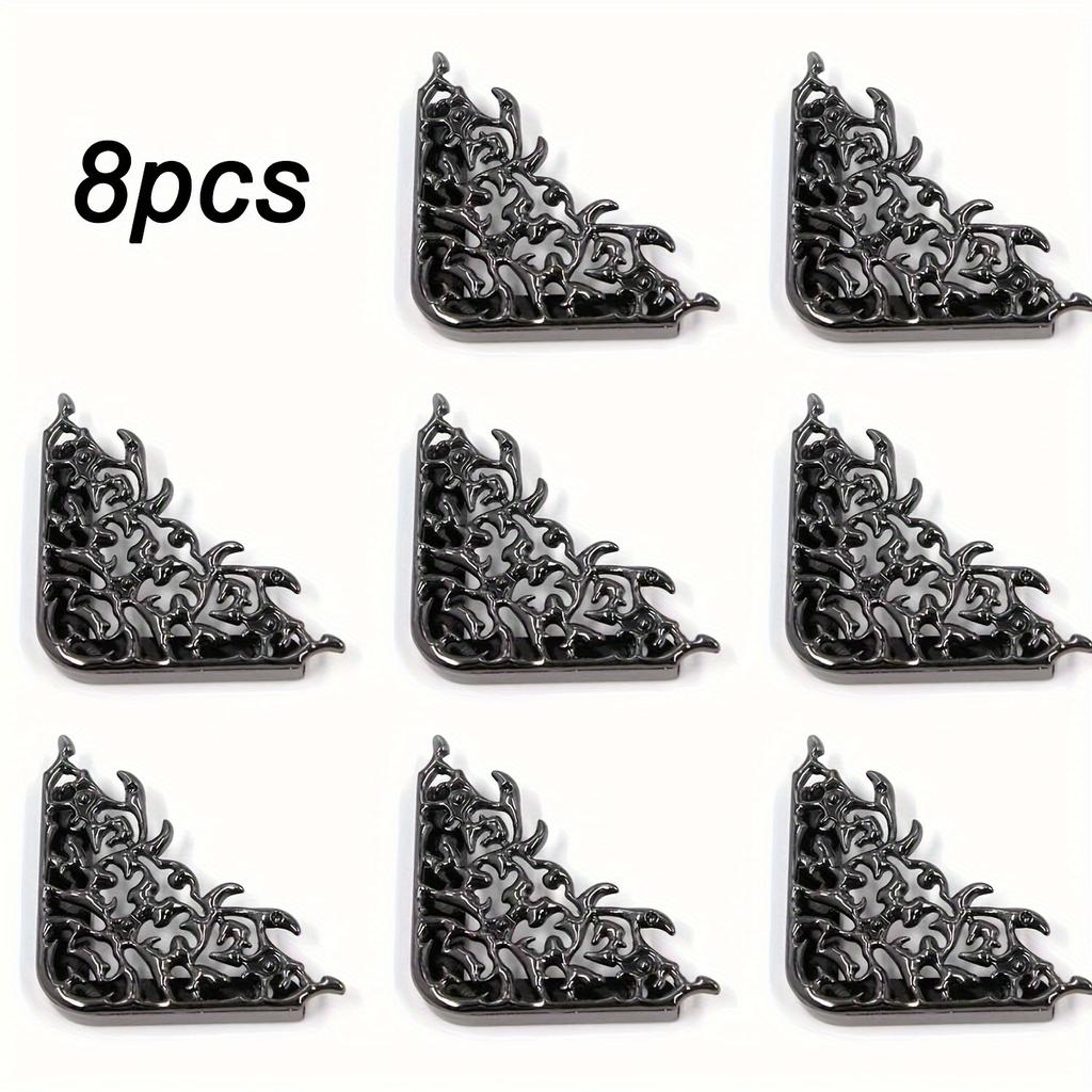 8pcs Metal Bags Handbags Clip Edges Light Black Hollow Corner Protector Edge Safety Guard Fixed Decorative Buckle Accessories