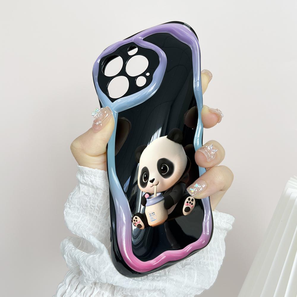 Cute Cartoon Pattern Cream Texture Casing Wavy Edge Soft Silicone Cover Phone Case for Huawei Honor Infinix Tecno iPhone