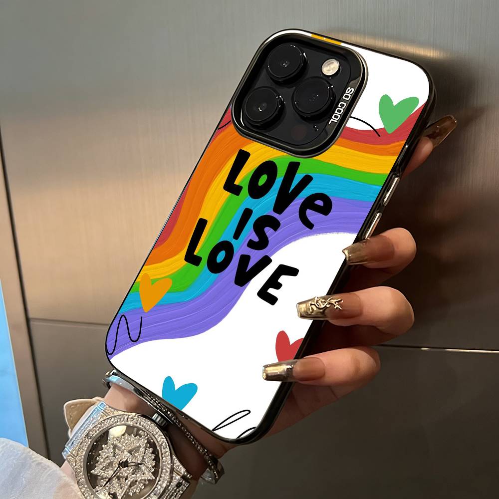 Lesbian LGBT Rainbow Pride For iPhone 17 16 15 14 13 12 11 Pro Max XS 17 Air Silicone Colored Silver Bumper Cover
