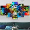 No Framed Canvas 5Pcs Abstract Colorful Lion Animals Wall Art Posters Pictures Paintings Home Decor for Living Room Decoration