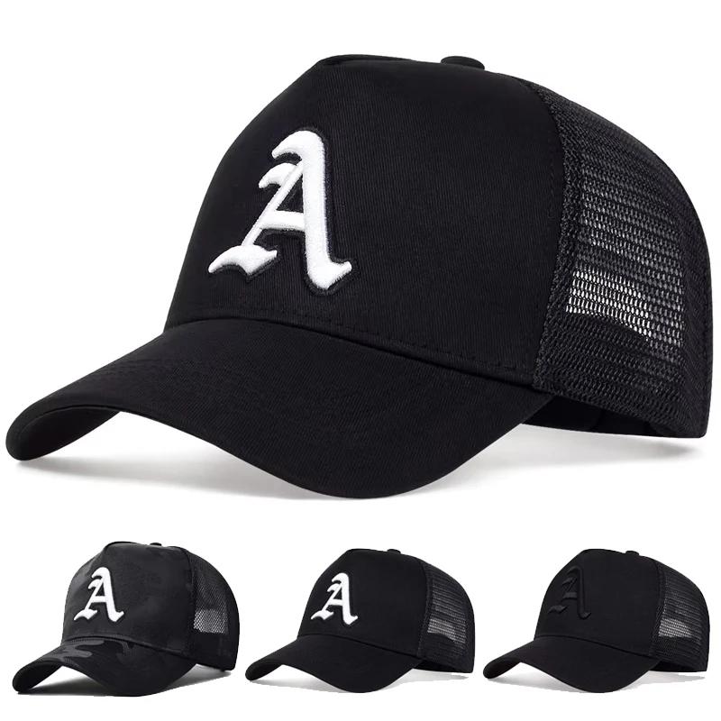 Net Baseball Stitching Embroidered A Lettering Alphabet Gothic Neutral Gender Women Men For Caps Spring Summer Outdoor Adjustable Casual Hats Dad