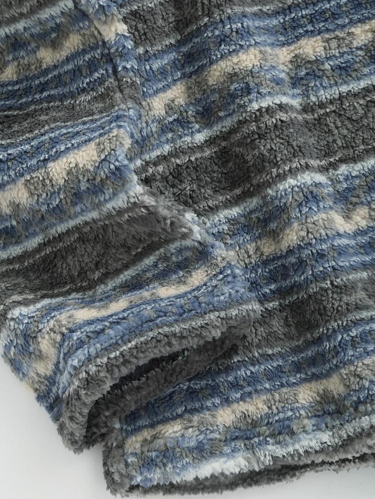 ZAFUL Мужская флисовая толстовка с воротником-стойкой с этническим принтом и застежкой на четверть пуговицы