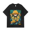 275 GSM Washed T-shirts 100% Cotton Demon Slayer V100 Zenitsu Print Unisex Heavy Cotton T Shirt