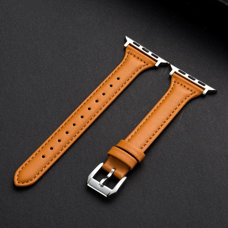 Small waist for AppleiWatchS9Ultra leather universal Apple 87654321se super transition watch strap