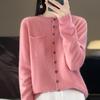 Women's Round Neck Cashmere Cardigan, Qinghe Cashmere, 30% Cashmere 70% Wool, Winter Knitted Pullover Autumn Sweater Cashmere Sweater