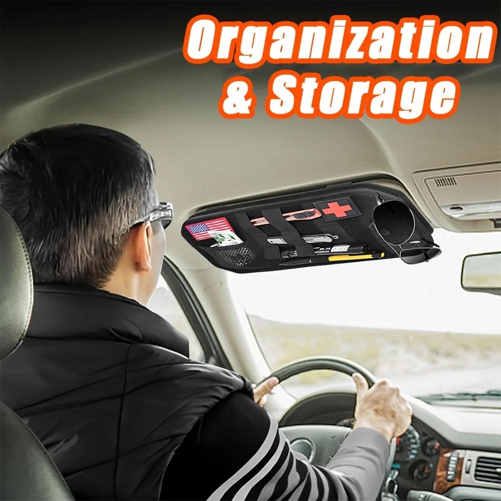 Сумка-органайзер на солнцезащитный козырек автомобиля с системой Molle и двойной молнией - Прочный универсальный органайзер с MOLLE-стропами