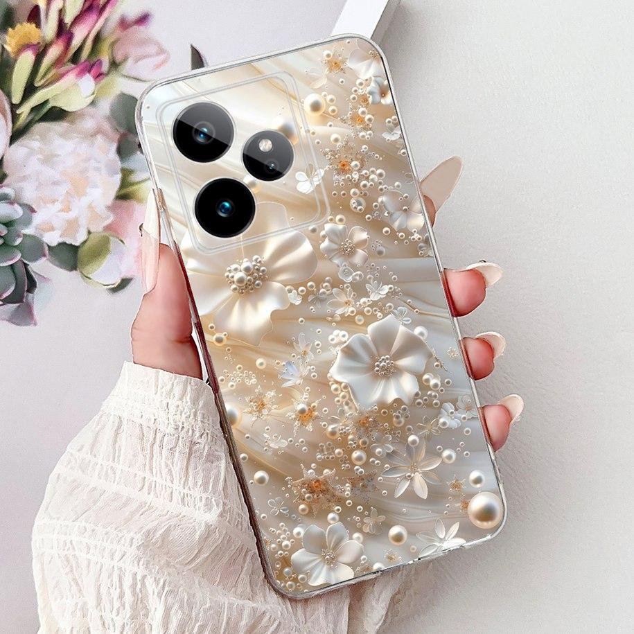 Чехол для Realme GT7 2025 RMX6688 Чехол Новая Мода Цветочный Мраморный Мягкий Силиконовый Чехол для Телефона Для Realme GT 7 Pro 7T Realme7 Fundas