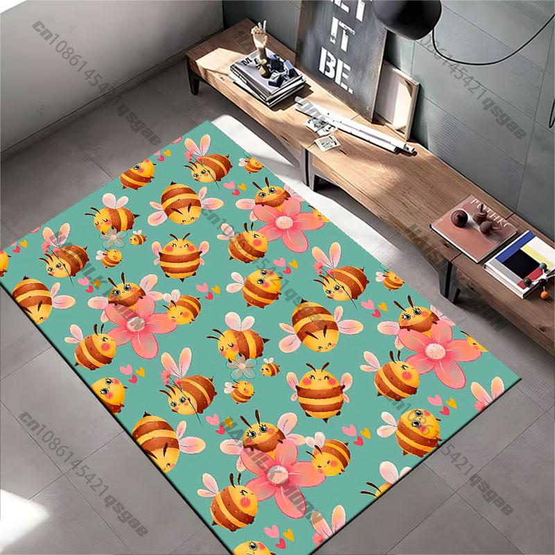 Cute bees flowers hearts carpet Yoga living room room decor children's crawling mat doormat area rug games mat