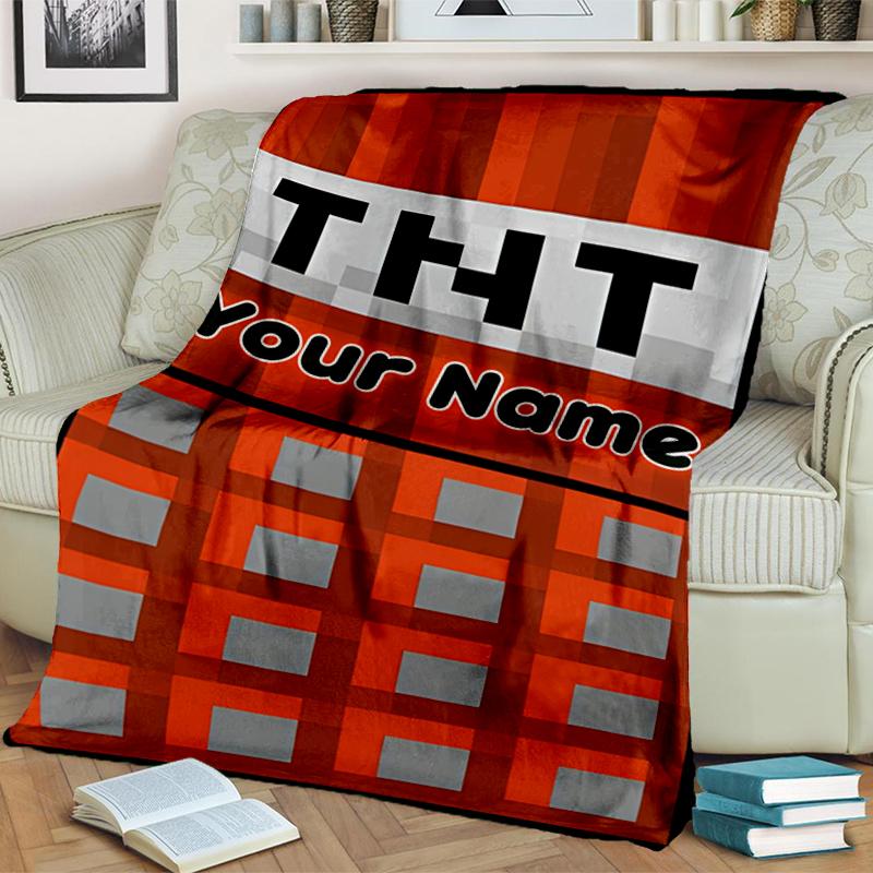 1PC Custom Name TNT Adventure" flannel blanket versatile,all-season throw suitable for the living room,bedroom,camping,travel,and gift