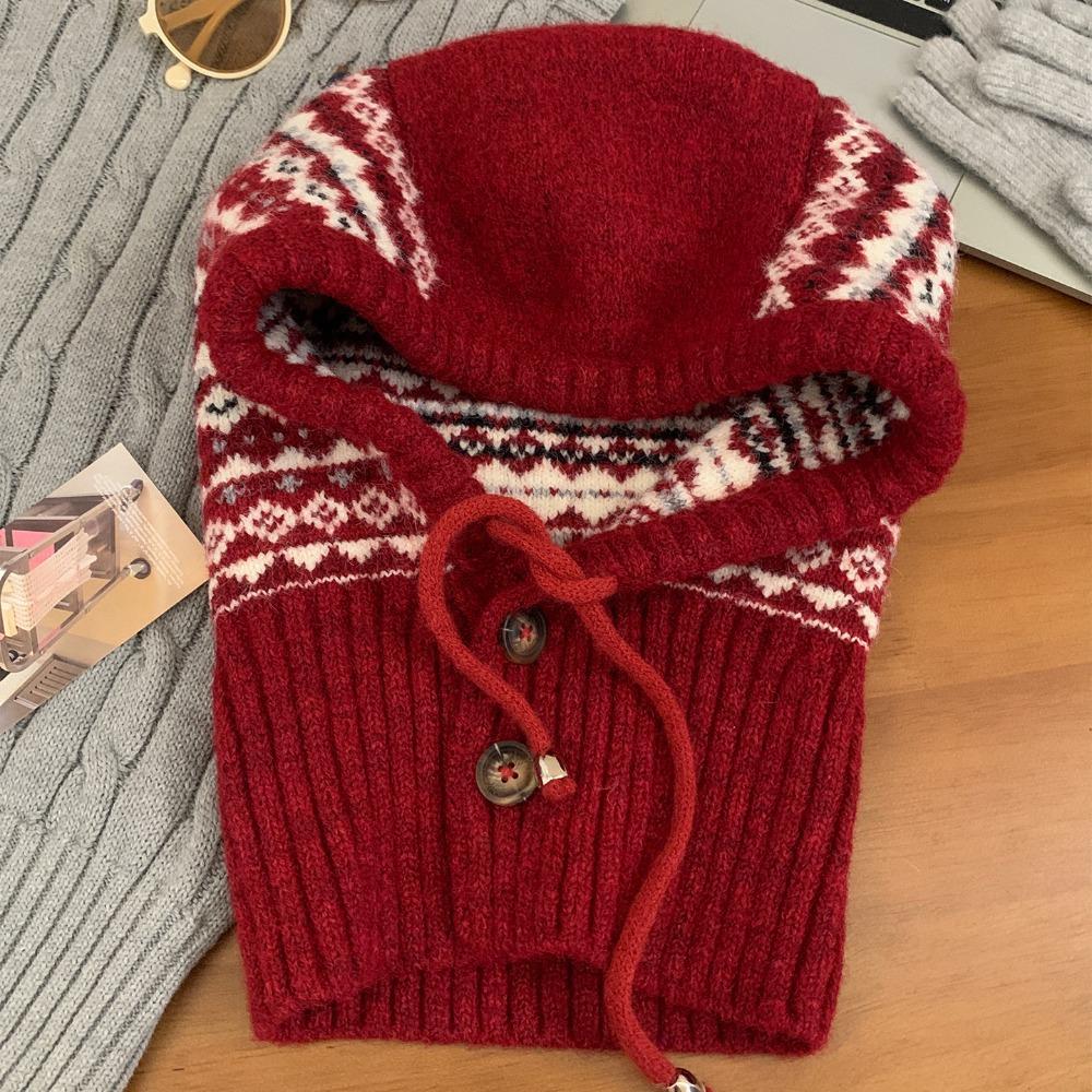 Пуловер Шапка Жаккардовая Балаклава Шапка С Принтом Зимняя Шапка Модный Вязаный Головной Убор в Стиле Фэр-Айл Уличный