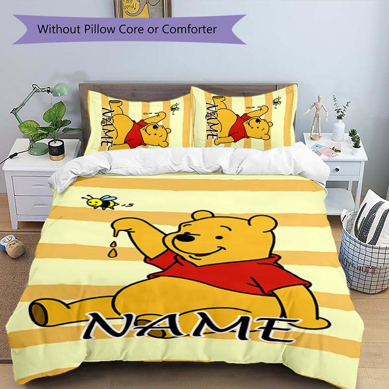 3pcs Winnie6 Cover Set - Personalized Name, HD Printed Bedding with 1 Cover and 2 Pillowcases - Perfect for Home Decor, Easy Care