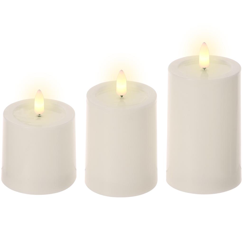 3Pcs LED Candle Lamp Flameless LED Flickering Pillar Waterproof Candle Home Decor Flickering Pillar for Bedroom Office Ornaments