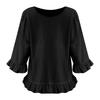 Women's Short-sleeved Round-neck Solid Color Tops Loose European And American Lace Sleeves Shirt