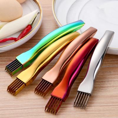 Нож для измельчения зеленого лука из нержавеющей стали, многолезвийный кухонный измельчитель трав, многофункциональный инструмент для шинковки зеленого лука, бытовой гаджет для нарезки овощей