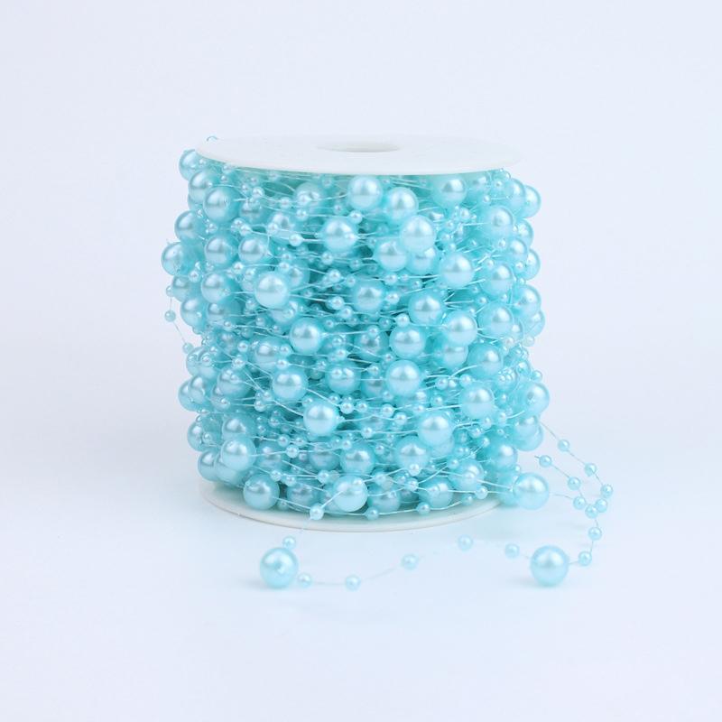 10M 8mm Beads Garland Pearl Strands Fish Chain Ribbon for Christmas Tree Wreath Gift Wrapping Decoration