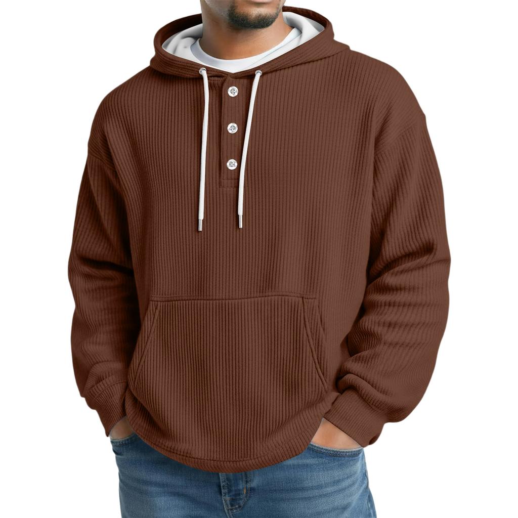 Men's Knit Hooded Sweatshirt Casual Long-Sleeve Sweatshirt