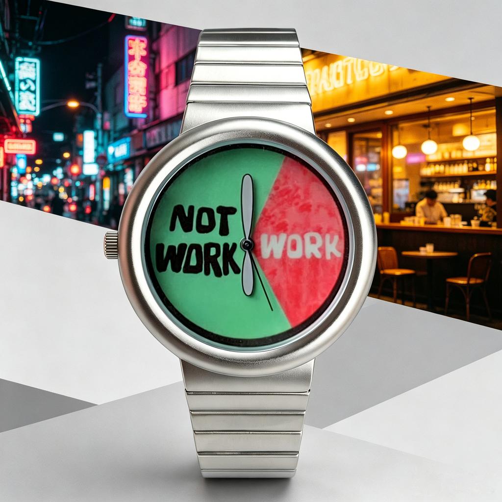 Men's Quartz Watch, with a Stainless Steel Strap in the Shape of an Airplane Propeller. It Features a Unique and Fashionable Hip