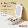 LED Makeup Mirror With Crocodile 3-Color Lighting Cosmetic Organizer Jewelry Box Vanity Bedroom Bathroom