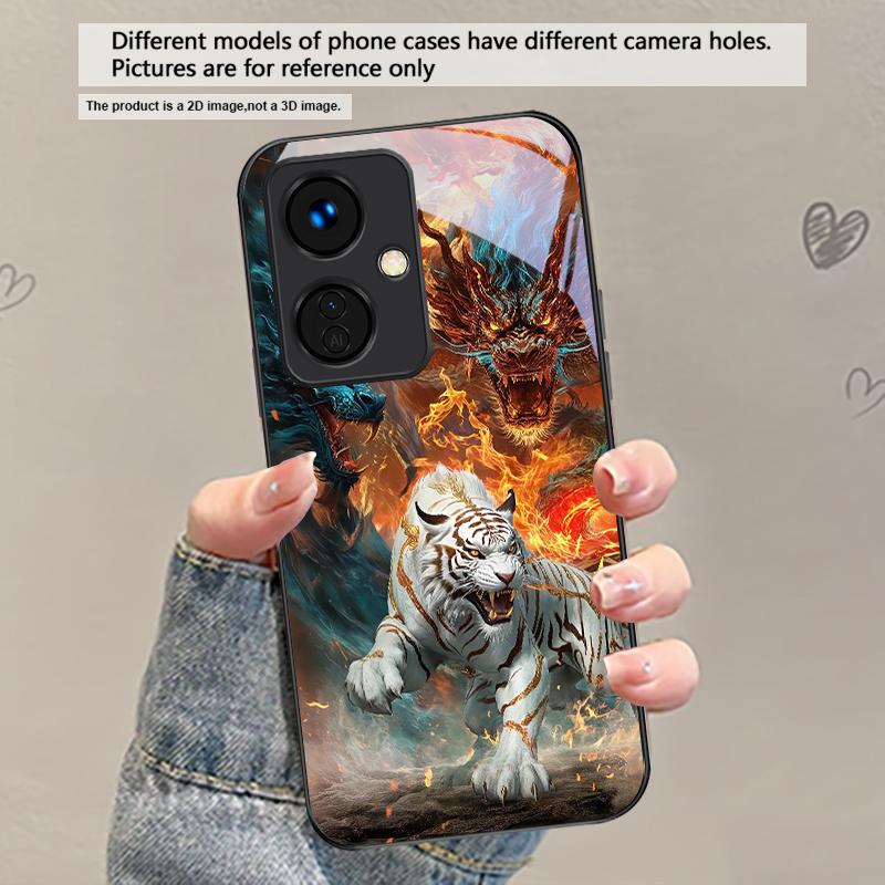 Огромный дракон и тигр Для OnePlus Ace 2 3 2V 5 Pro Nord CE 2T 2 3 Lite N20 N30 6 7T 8 8T 9 10 Pro 11R 12R 13R Стеклянный чехол для телефона