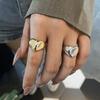 Jewelry Accessories Geometric Open Ring Geometric Wide Finger Buckle Retro Metal Heart Ring  Couple