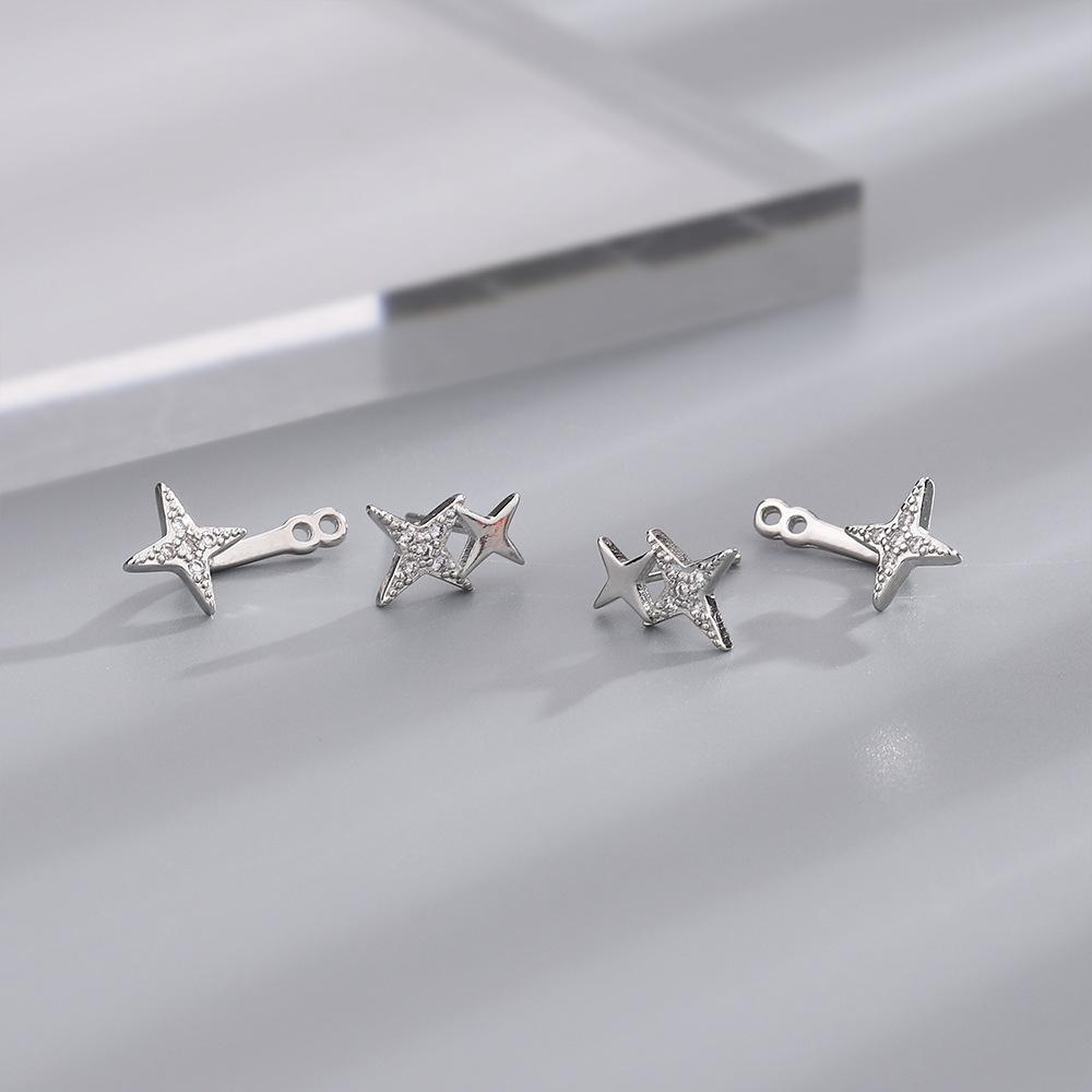 Серьги с серебряным покрытием S925 Милая классная девчонка, многофункциональные серьги-кресты и звезды из циркония Серьги с четырьмя сверкающими бриллиантами