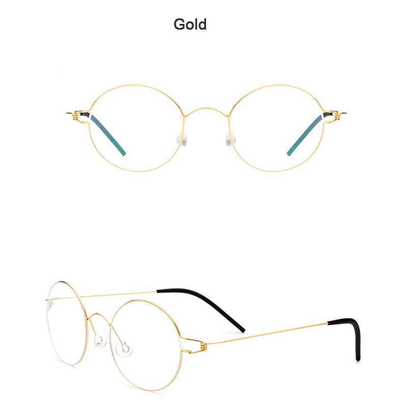 Бренд Дании Тот же дизайн Безободковые очки для женщин и мужчин Круглые из титанового сплава Корейский бизнес Ультралегкая оправа