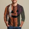 Men's Halloween Printed  Collar Three-Quarter Sleeve