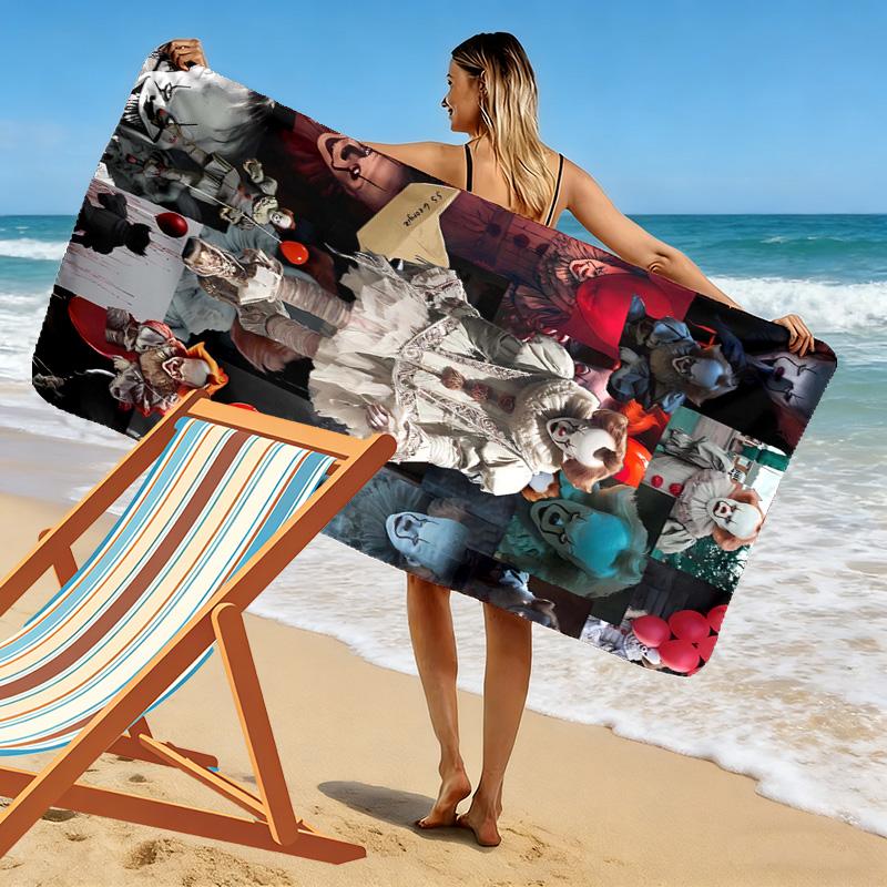 Horror Character Print Beach Towel, Large Soft Quick Dry Towel for Beach Camping Swimming