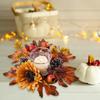Осенний гранатовый свечной венок, реалистичная имитация кленового листа, гирлянда из свечей с подсолнухом, шишка, искусственное свечное кольцо для венка на День благодарения
