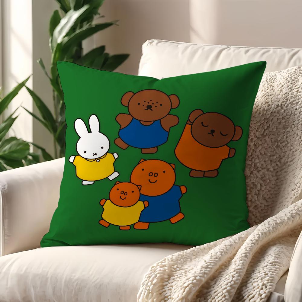 Kawaii MMiffy and Her Bear Friends cushion cover For Pillow Printing Sofa Decoration Home Room Coffee Office Nordic Simplicity
