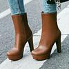 Elegant Short Boots Autumn Winter Shoes Women's Ankle Boot Platform Black Brown Heeled Party Dance Shoes Ladies Large Size
