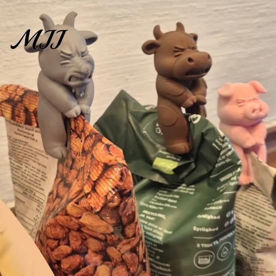 Многоразовые зажимы для пакетов 5 шт. Клипсы с животными с фермы, 3D-печатные милые клипсы-коровки и свинки для хранения на кухне, гаджеты, герметизатор для продуктов, прищепки, забавные для дома и офиса
