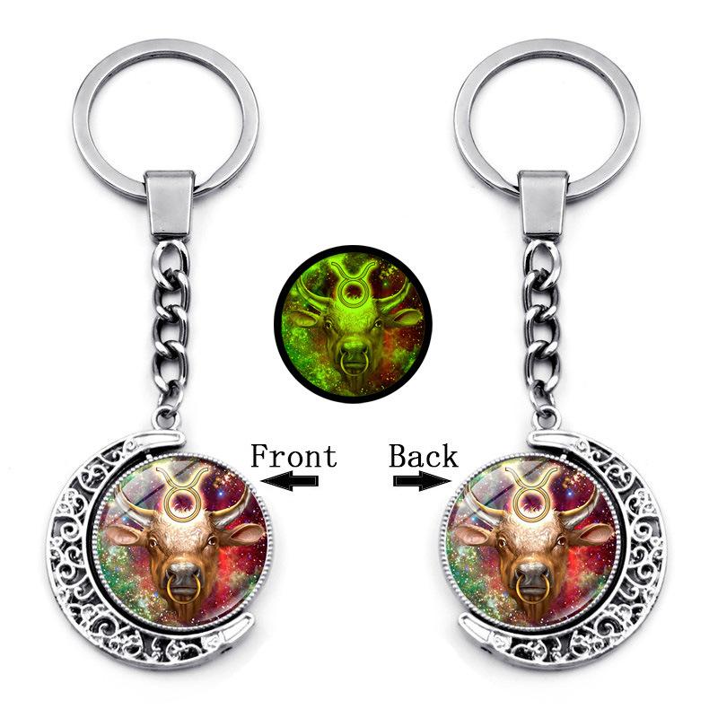 Светящийся Кулон-брелок с Двенадцатью Созвездиями, Вращающийся Кулон с Луной, Металлический Брелок, Подвесной Подарок