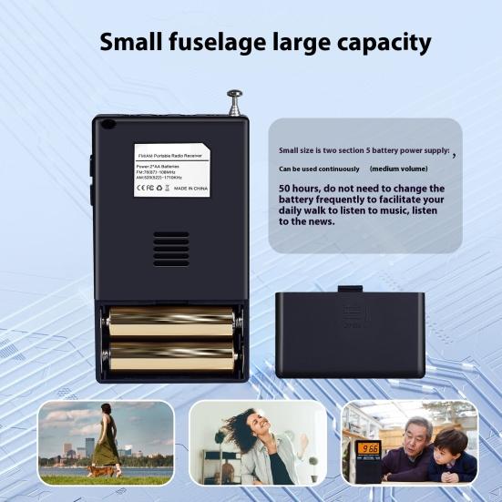 Portable AM/FM Radio Mini 2 Band Radio with Speaker Multipurpose Time Display