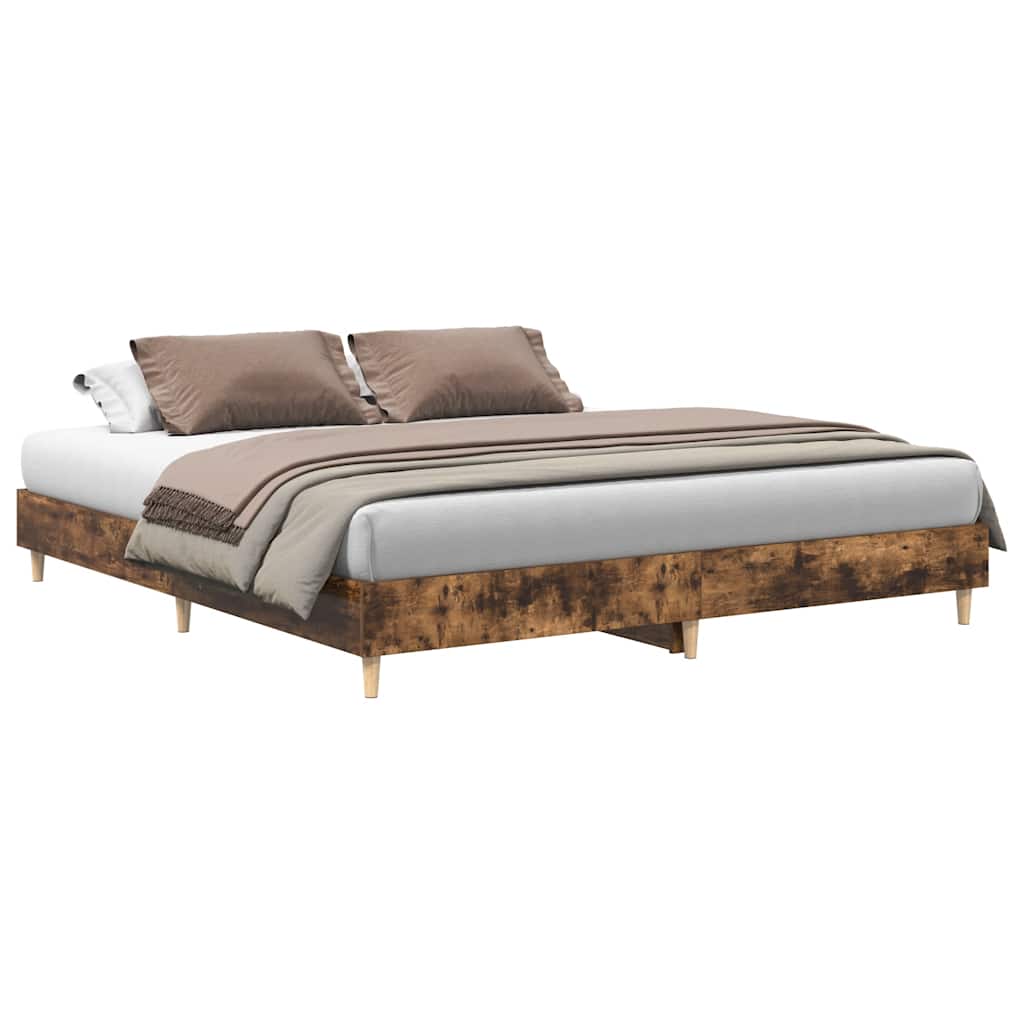 Bed Frame without Mattress Smoked Oak 160 x 200 cm Wood Based Material