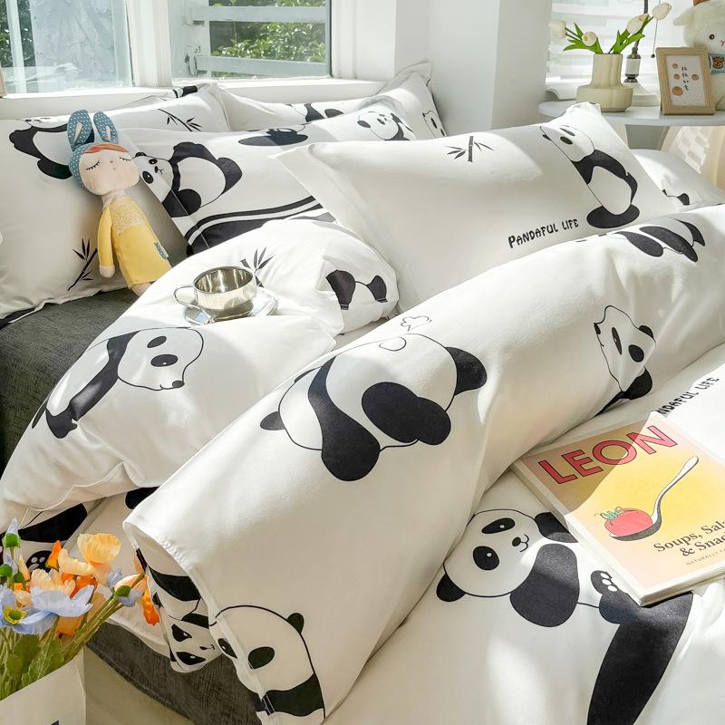 Небольшой свежий комплект из четырех предметов с плотным матовым принтом четырех сезонов и комплект постельного белья из трех предметов, пододеяльник