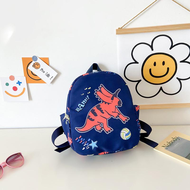 Adorable Cartoon Dinosaur Print Children's Backpack Lightweight Canvas School Bag