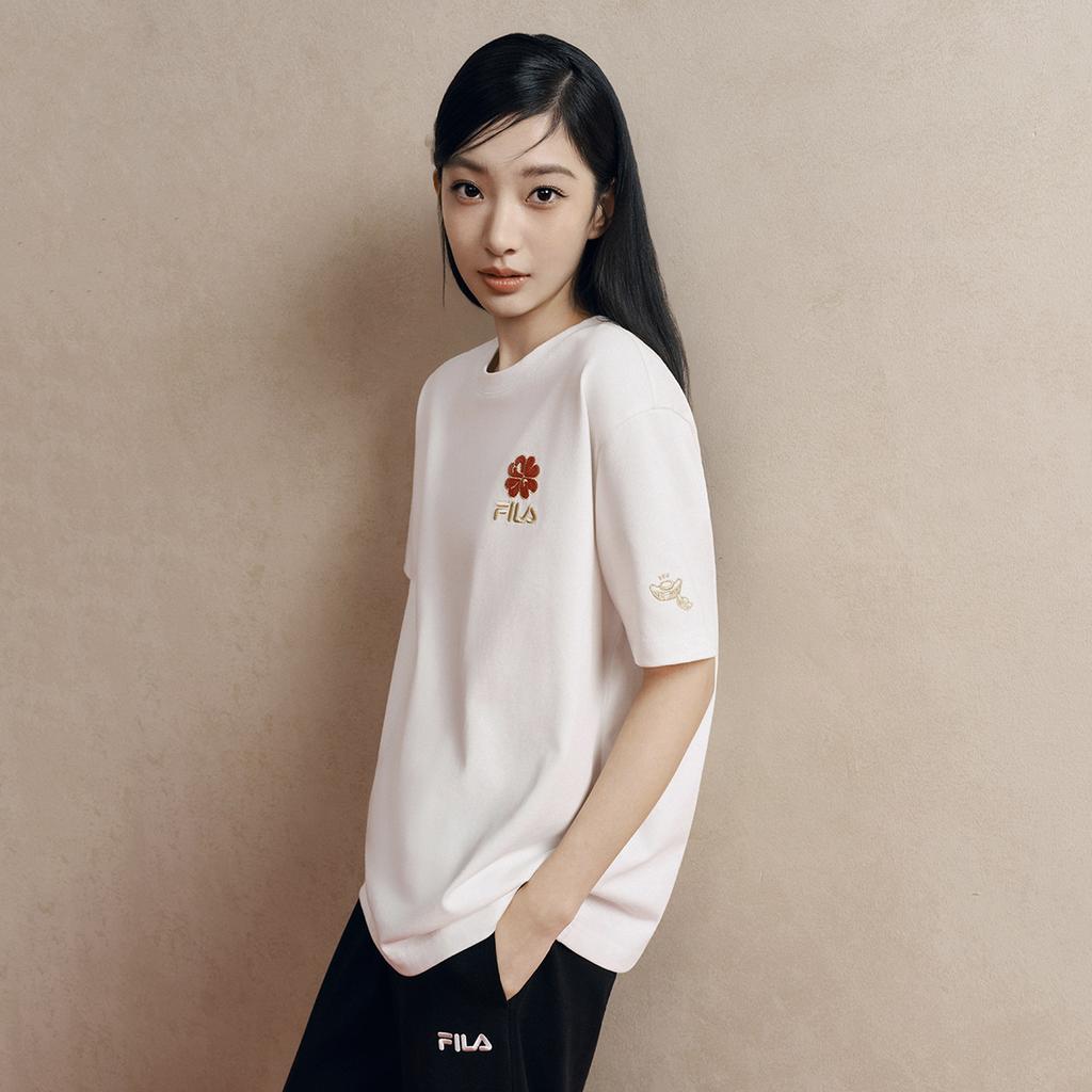 Fila Оригинальная футболка с пионом, модная, простая, классическая, ретро, повседневная, спортивная, удобная, вязаная, свободного кроя, с коротким рукавом, унисекс, топы F51U619101FWT