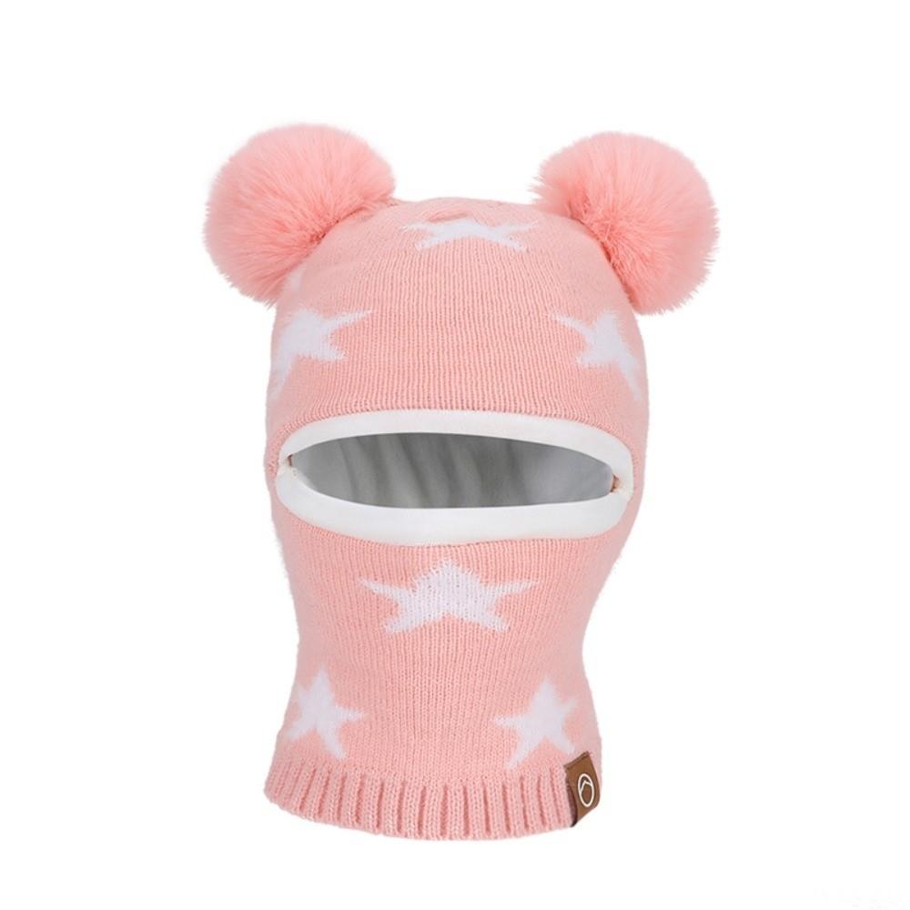 Ear Protection Winter Neck Gaiter Hat Acrylic Full Face Cover Hat Protective Pom Pom Hat For Boys