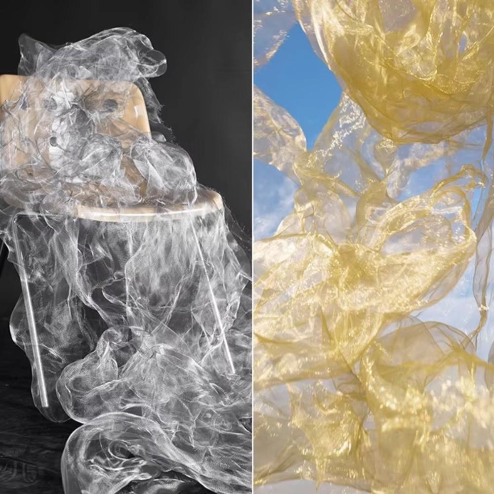 Cloud Fog Mesh Hard Mesh Cloth Pleated Shape Shapeable Wire Fashion Bright Organza Fabric