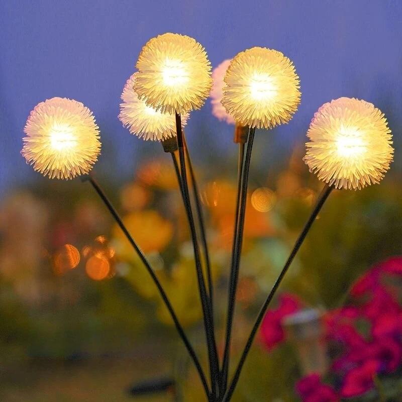 1/2/4pcs Solar Dandelion Lights 6 Heads Always On/flashing Lawn Lamp LED Landscape Lighting Garden Decoration Ground Plug Light